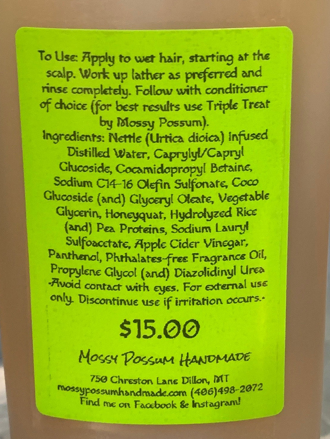 Shampoo- Honeyquat & Nettle 9oz