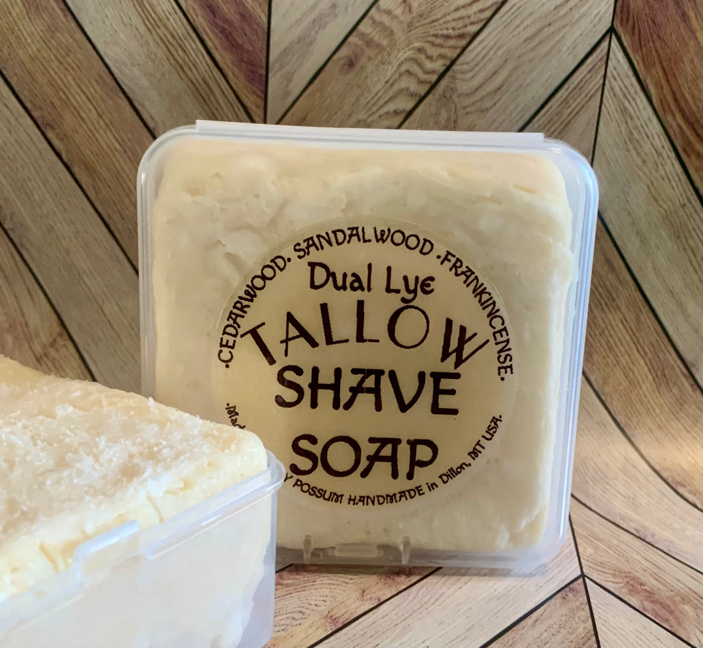 Dual Lye Tallow Shave Soap- Cedarwood, Sandalwood, & Frankincense