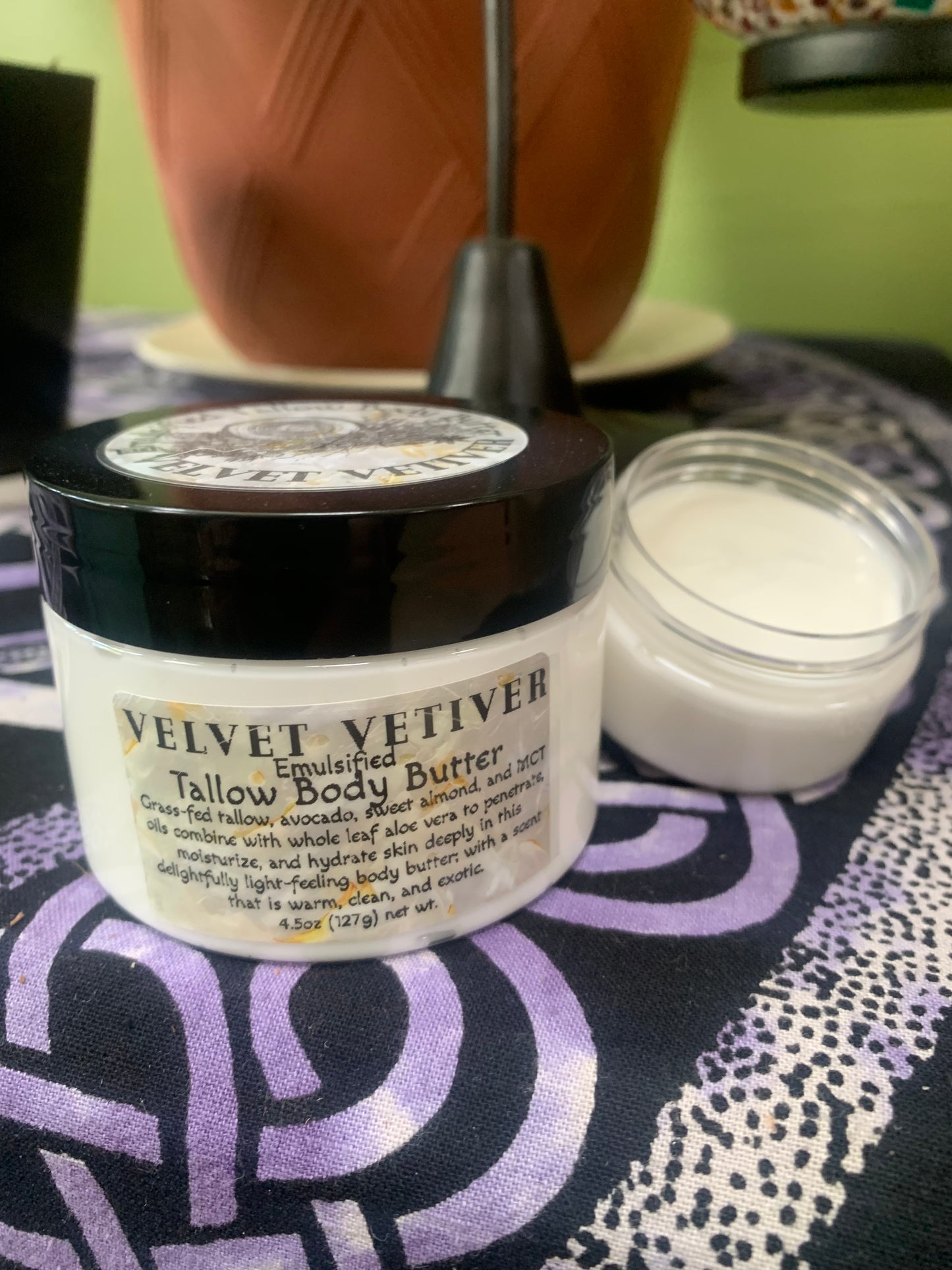 Emulsified Tallow Body Butter- Velvet Vetiver 4.5oz