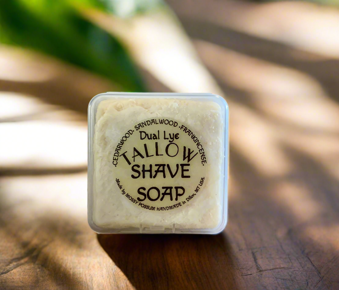 Dual Lye Tallow Shave Soap- Cedarwood, Sandalwood, & Frankincense
