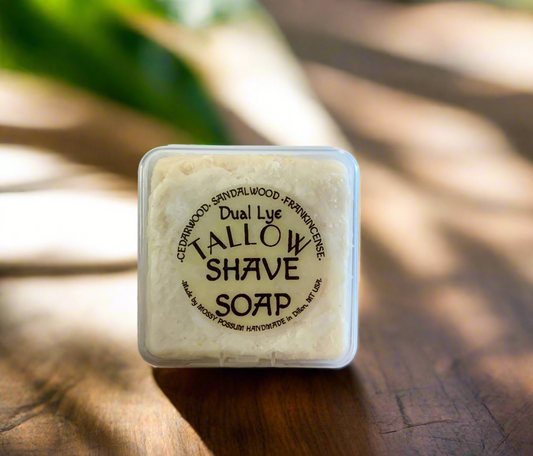 Dual Lye Tallow Shave Soap- Cedarwood, Sandalwood, & Frankincense