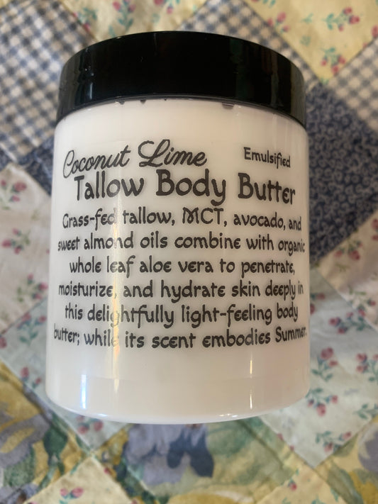 Coconut Lime Emulsified Tallow Body Butter 9oz