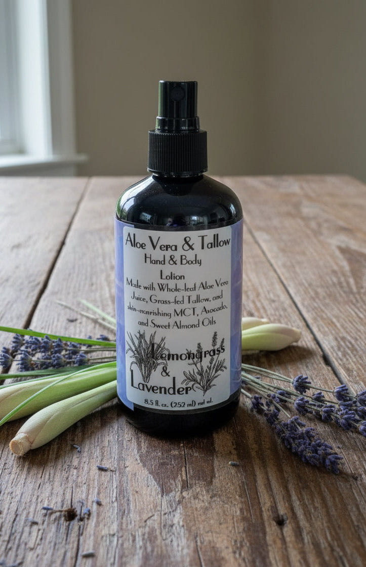Aloe Vera & Tallow Lotion- Lemongrass and Lavender 8.5oz