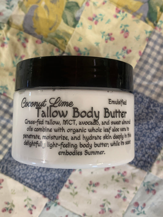 Coconut Lime Emulsified Tallow Body Butter 4.5oz