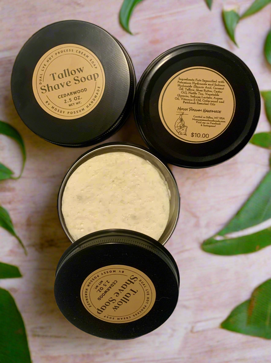 Dual Lye Tallow Shave Soap- Cedarwood