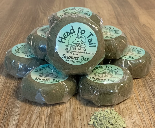 Head to Tail French Green Clay Shower Bar