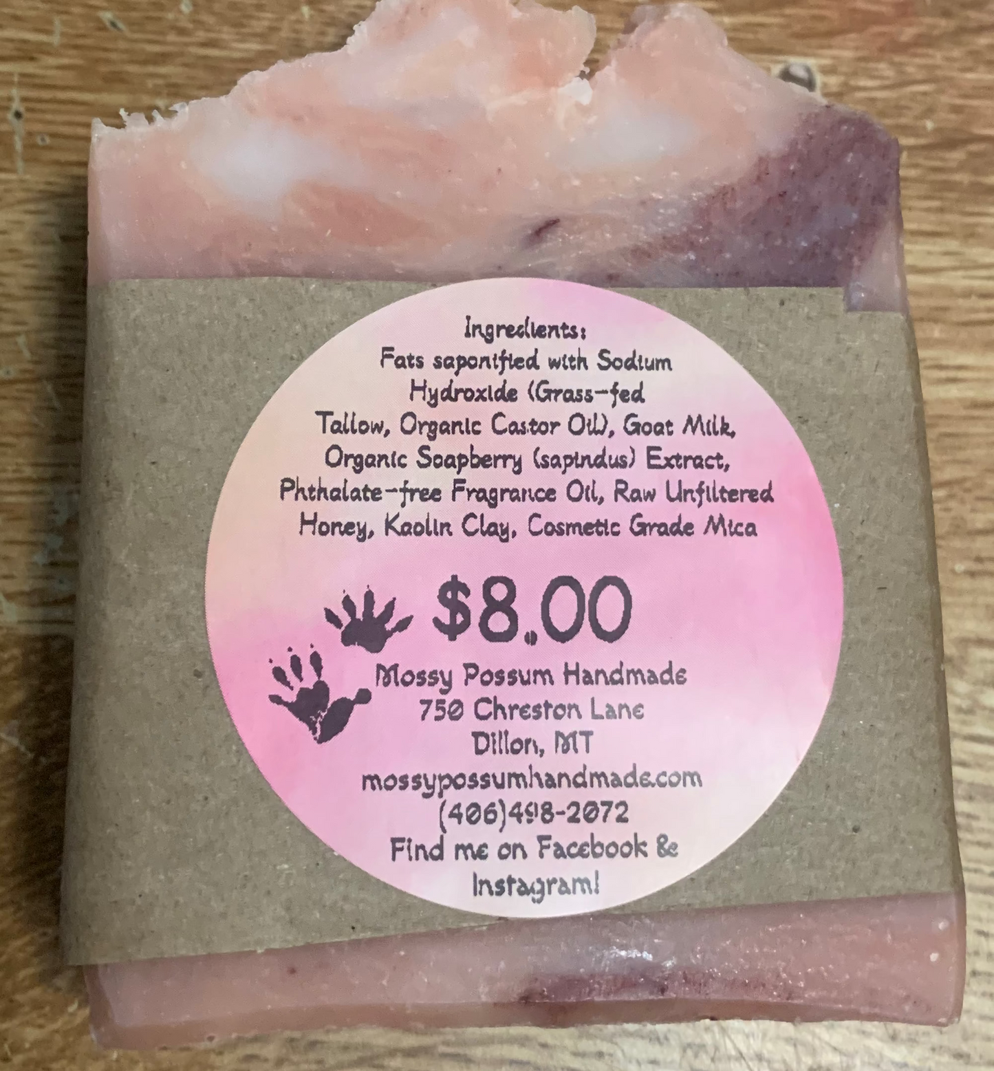 Bohemian Rose- Tallow & Honey Goat Milk Soap 4.9oz